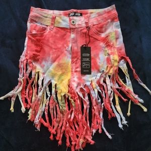 Distressed Tie Dye Short Shorts